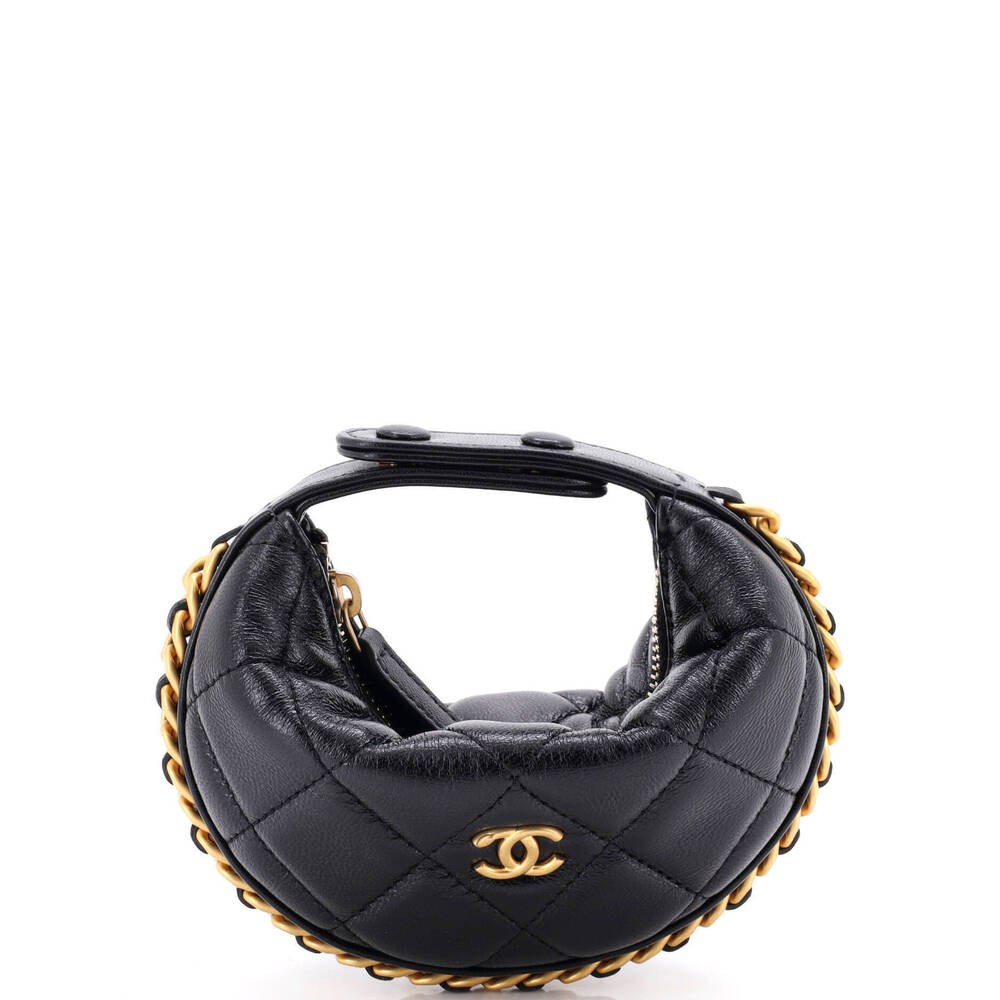 Chanel Extra Mini Chain Around Hobo Pouch Quilted Lambskin